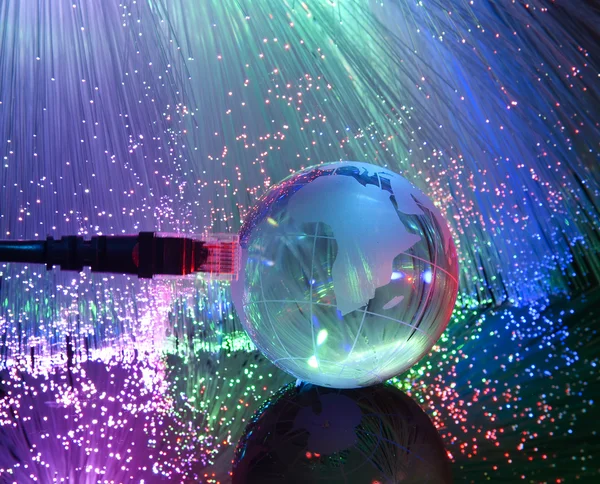 Globus z high technologia tło — Zdjęcie stockowe