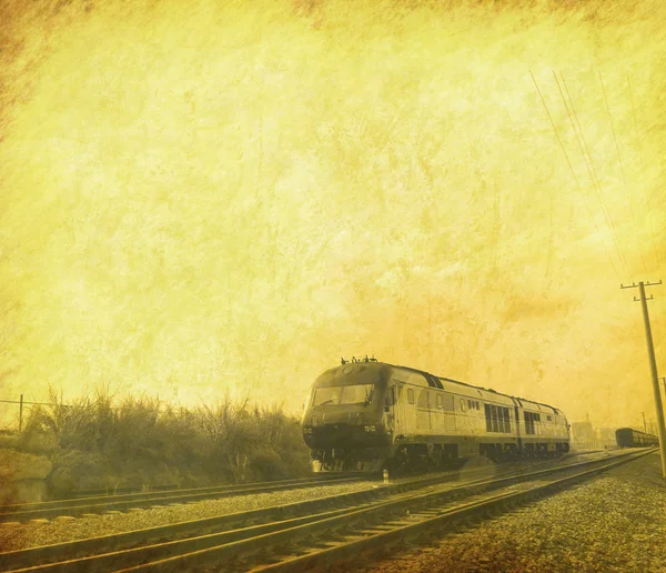 Поезд на старой бумаге — стоковое фото