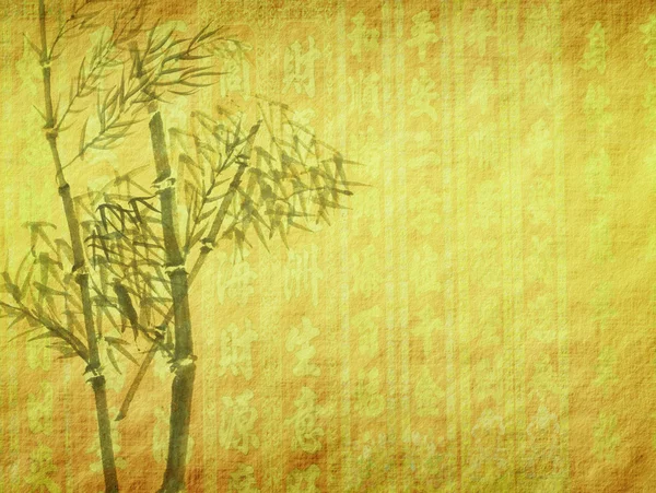 La silueta de las ramas del bambú sobre el fondo de papel — Foto de Stock