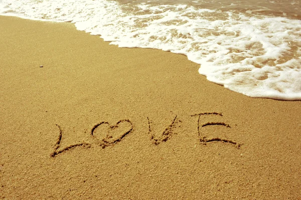 "Jag älskar dig "i sanden — Stockfoto