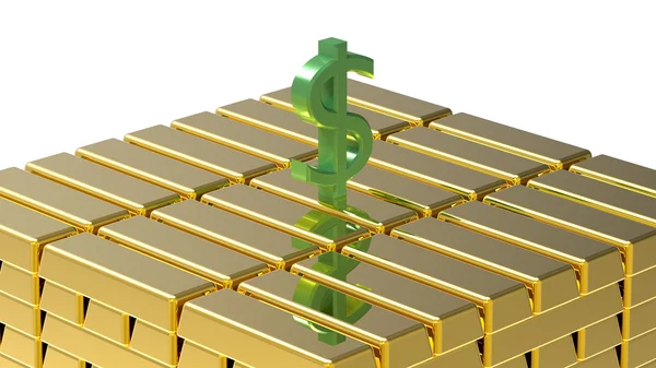 Dollar op goud — Stockfoto