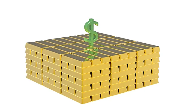 Dollar on gold — Stock Photo, Image