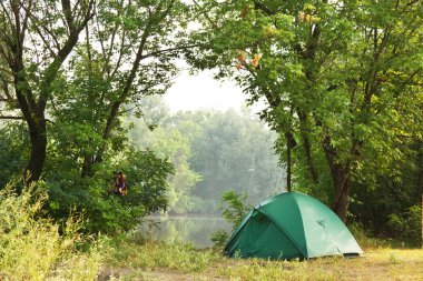 Tent in forest clipart