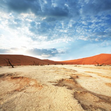 Namib Çölü üzerinde gündoğumu