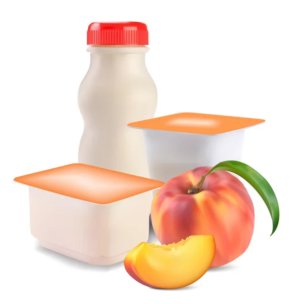 Yogurt and peach — Stockvector