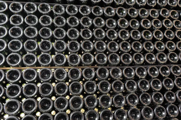 Warehouse of bottles of champagne — Stock Photo, Image