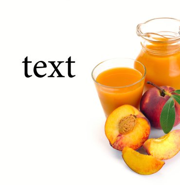 Peach juice and fruit clipart