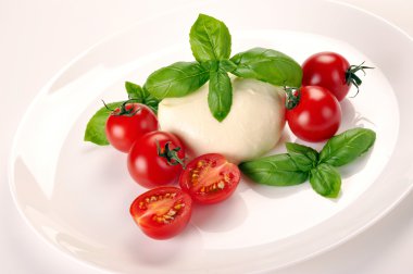 Mozzarella peyniri domates fesleğen