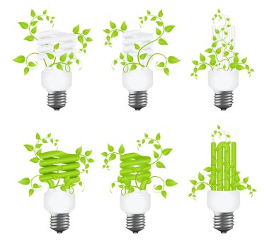 Set power saving lamps clipart