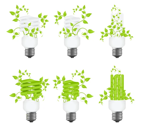 Impostare lampade a risparmio energetico — Vettoriale Stock