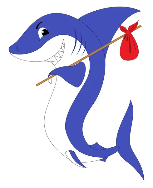 Ένας καρχαρίας με ένα κόκκινο swag — Διανυσματικό Αρχείο