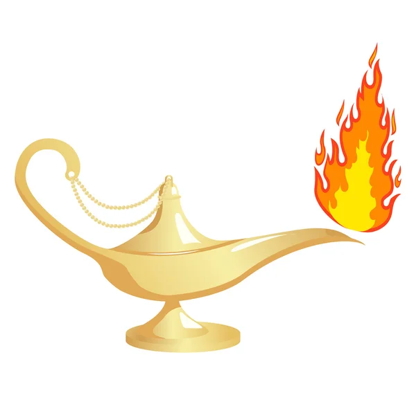 Aladdin lampe mit feuer — Stockvektor