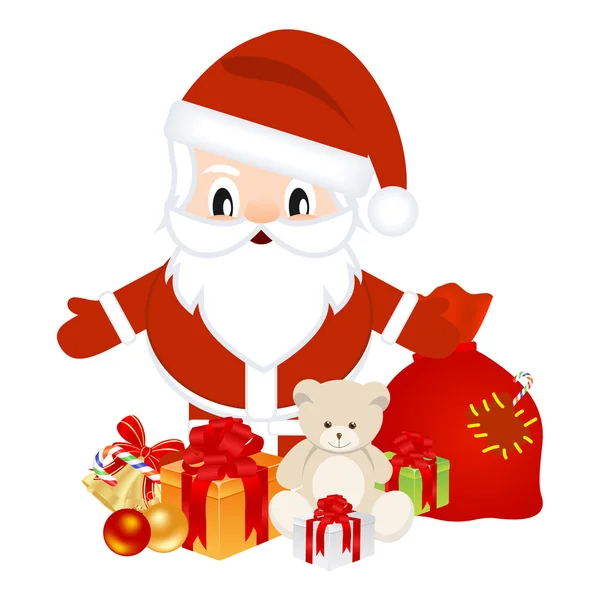 Santa con regalos de Navidad — Vector de stock
