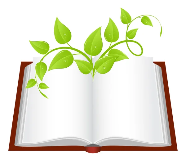 Libro con pianta — Vettoriale Stock