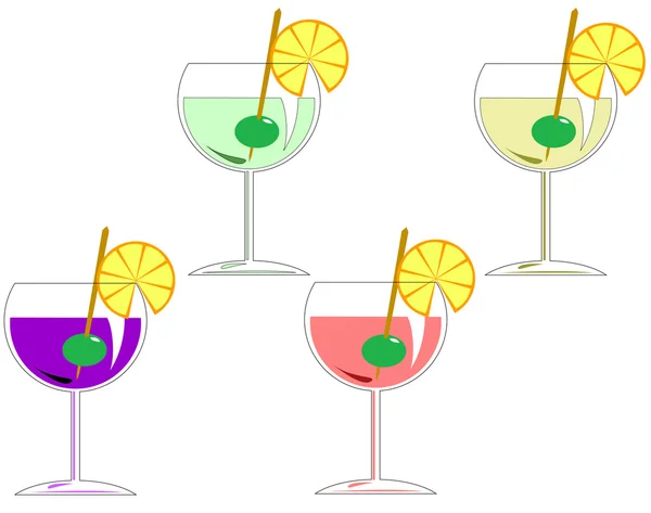 Vier Cocktails — Stockvektor