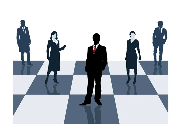 Obchodníci stojí na šachovnici- — Stockový vektor