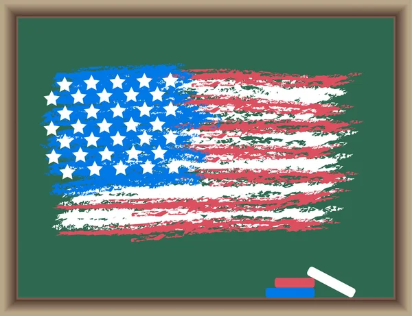 黒板には、米国の旗 — ストックベクタ