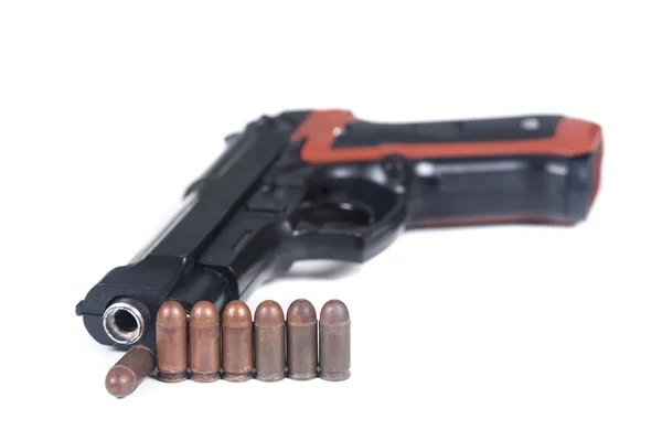 Pistol and ammunition — Stock Photo, Image