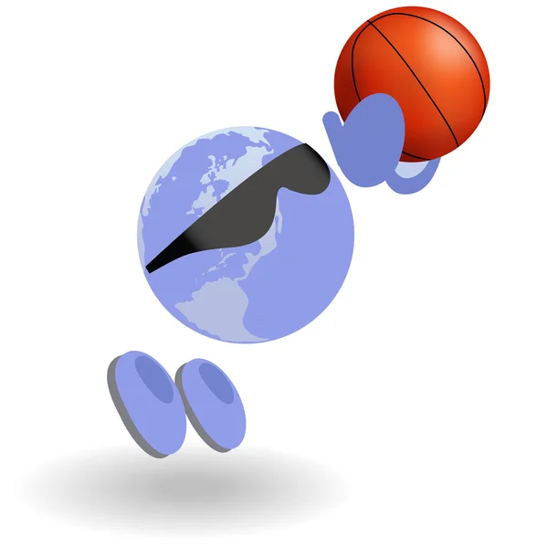 Круглый человек и баскетбол — стоковый вектор