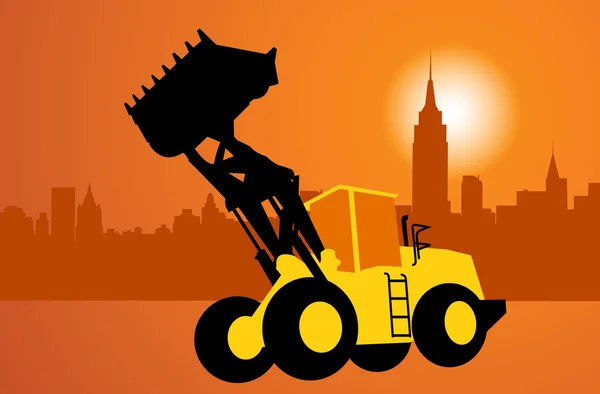 Silhouette of the bulldozer — Stock Vector