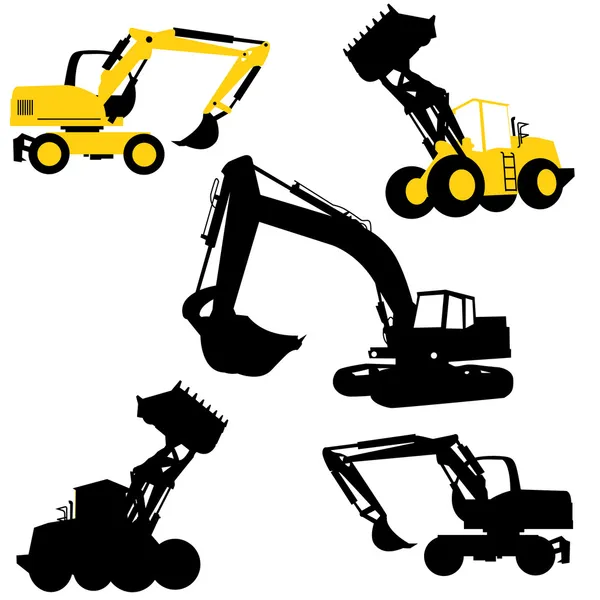 Bulldozers and excavators — Stock Vector