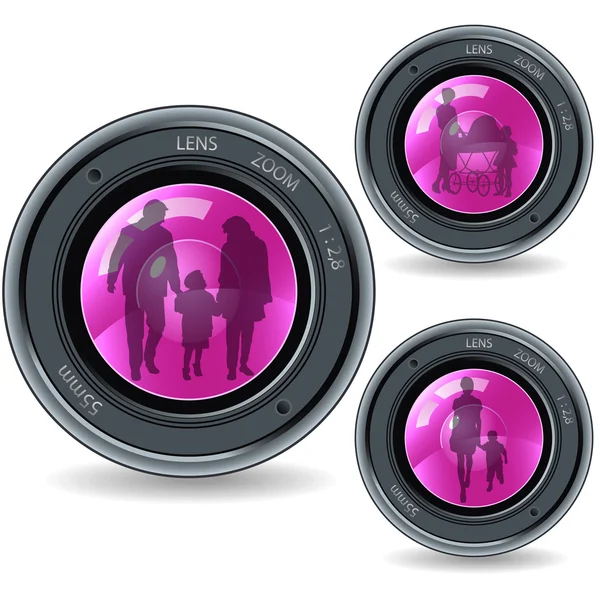 Lens and family — Stock Vector