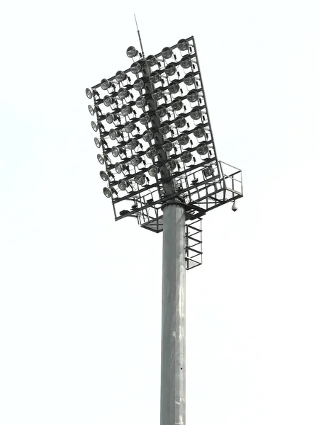 Nagy fényszórók világító torony egy stadionban — Stock Fotó