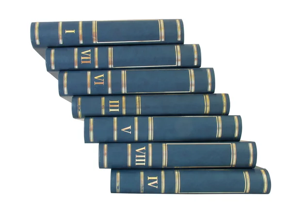 Scala mucchio di libri isolati su sfondo bianco — Foto Stock