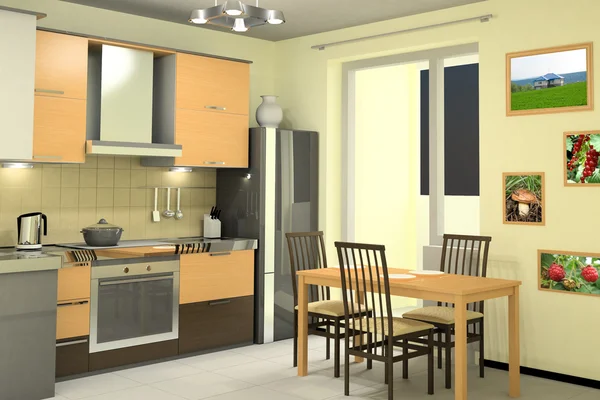 Innenarchitektur der modernen Küche mit Ausstattung — Stockfoto