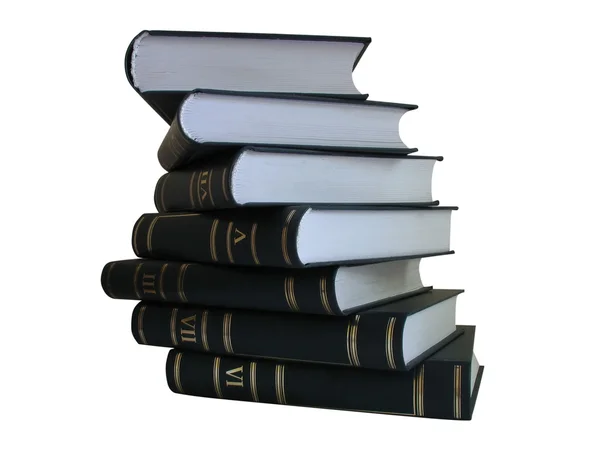 Mucchio di libri isolati su sfondo bianco — Foto Stock