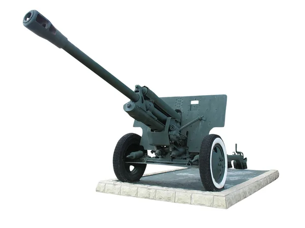 Old anti-tank cannon gun over white — Stock Photo, Image