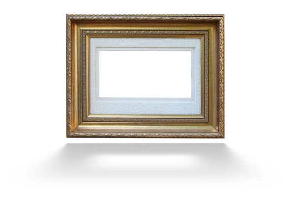Empty picture gold frame with decorative pattern isolated — Stock Photo, Image