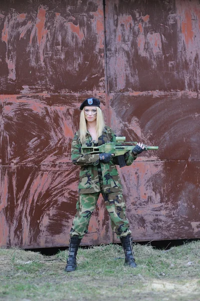 Sexy Military Girl — Stock Photo, Image