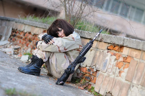 Sexy Military Girl — Stock Photo, Image