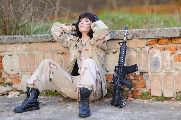 Sexy militaire fille — Photo