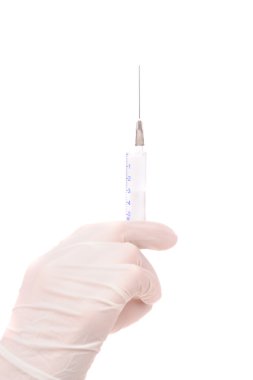 Beyaz arkaplanda el ele tutuşma şırıngası