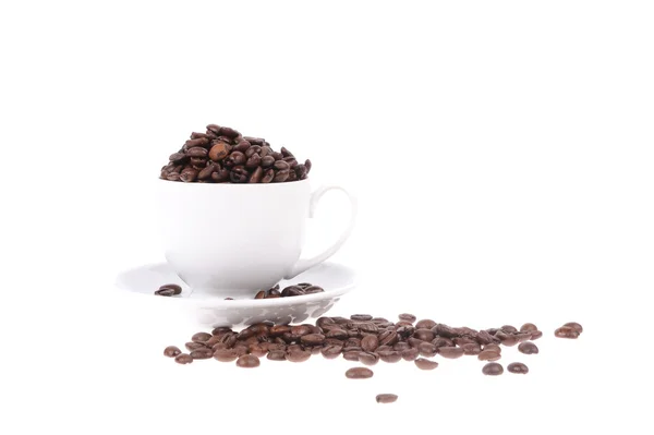 stock image Coffee beans with mug isolated on the white background