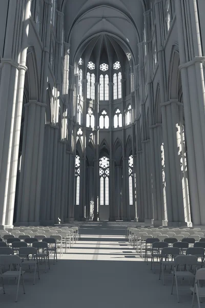 Stock image 3d clay render of a gothic curch interior design