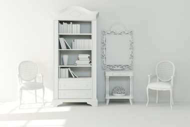 3d interior design - clay render