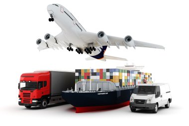 3d world wide cargo transport concept clipart