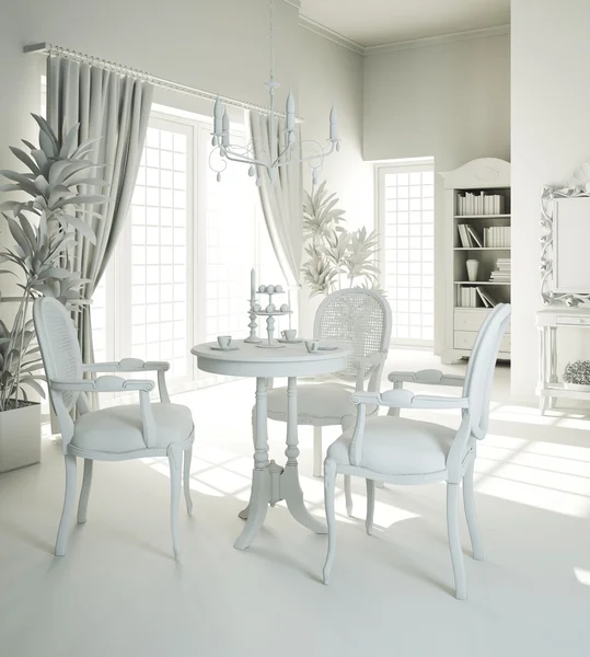 Design de interiores 3d - argila render — Fotografia de Stock