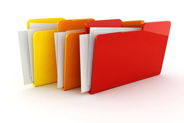 3D kolorowe foldery, na białym tle — Zdjęcie stockowe