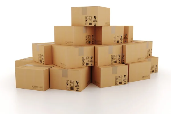 Caja de cartón 3d — Foto de Stock