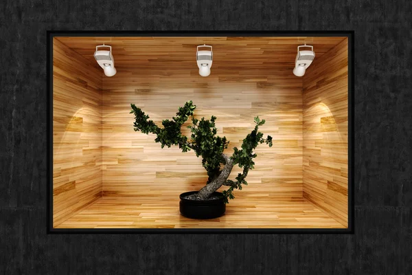 3d piccolo albero in una presentazione vetrina — Foto Stock