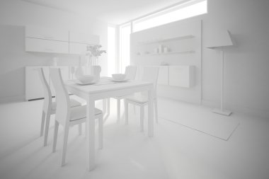 3D kil render modern bir iç tasarım