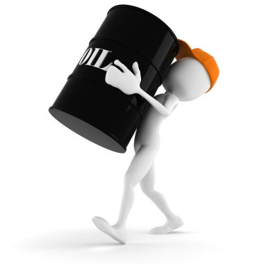 3d man holding anoil barrel clipart