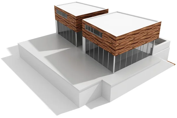 3D moderna hus, på vit bakgrund — Stockfoto