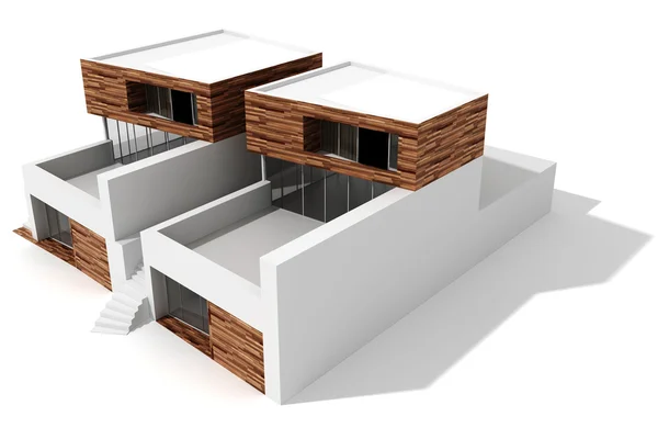 白い背景の上の 3 d の近代的な家 — ストック写真