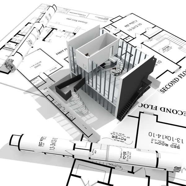 Concepto de planos de casa 3d — Foto de Stock