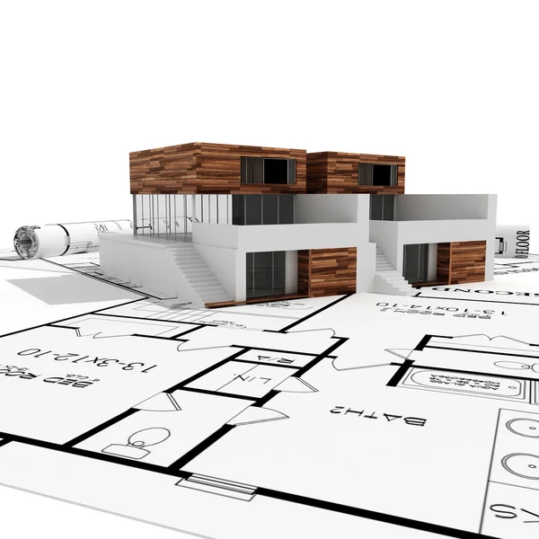 3d home plans konzept — Stockfoto